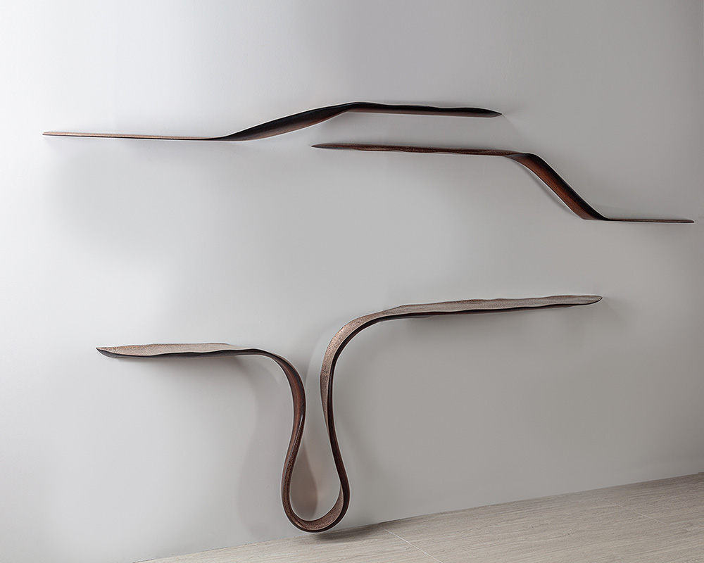 Marc Fish Mokume-gane Pair of Shelves